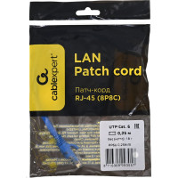 Многожильный патч-корд Cablexpert UTP кат.6, 0.25м, литой, синий PP6U-0.25M/B