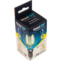 Светодиодная лампа Uniel LED-G45-6W/WW/E14/CL GLA01TR. Форма шар, прозрачная. UL-00002201