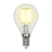 Светодиодная лампа Uniel LED-G45-6W/WW/E14/CL GLA01TR. Форма шар, прозрачная. UL-00002201