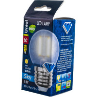 Светодиодная лампа Uniel LED-G45-6W/WW/E27/FR PLS02WH. Форма шар, матовая. UL-00000302