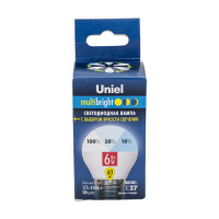 Светодиодная лампа Uniel LED-G45-6W/NW/E27/FR/MB PLM11WH . Форма «шар», матовая. UL-00002378