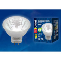 Светодиодная лампа Uniel LED-MR11-3W/NW/GU4/220V GLZ21TR, 220V. Прозрачная. UL-00001703