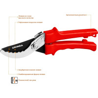 Плоскостной секатор с пластиковыми рукоятками Grinda G-31 200мм 40210_z02