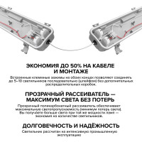 Светодиодный светильник Wolta под светодиодные лампы T8 (лампа в комплект не входит) IP65, мощность до 40Вт WT8-01
