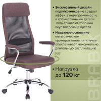 Компьютерное офисное кресло руководителя BRABIX Flight EX-540, с подлокотниками, хром, сетка 531849