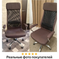 Компьютерное офисное кресло руководителя BRABIX Flight EX-540, с подлокотниками, хром, сетка 531849