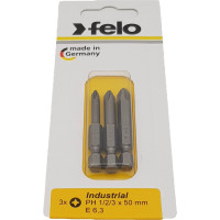 Бита крестовая PH 1/PH 2/PH 3, 50 мм, 3 шт. в блистере Felo 03293116