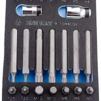 Набор вставок бит 10 мм TORX, SPLINE, HEX, ложемент, 44 предмета KING TONY 9-1044CQV