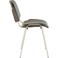 Стул для персонала и посетителей Iso CF-001, хромированный каркас, кожзам серый V-2 BRABIX 531426