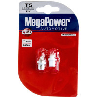 Автолампа T5 W2х4.6d с патроном B8.5d 1 LED CONE WHITE Megapower M-50212W-2бл 998678
