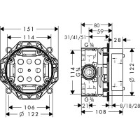 Скрытая часть HANSGROHE 01800180 ibox universal 00000007256