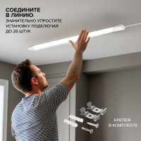 Светодиодный светильник Wolta 36Вт, 6500К Холодный белый свет, IK08, У2, IP65, влаг/защ эконом WPL36-6.5K120-01