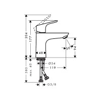 Смеситель для раковины без донного клапана HANSGROHE 31517000 Focus Е2 00000008221
