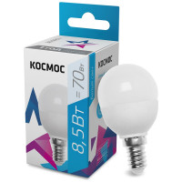 Светодиодная лампа КОСМОС LED 8.5Вт Шар 220В E14 4500К LkecLED8.5wGL45E1445