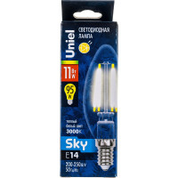 Светодиодная лампа Uniel Форма свеча Серия Sky LED-C35-11W/3000K/E14/CL PLS02WH UL-00005164