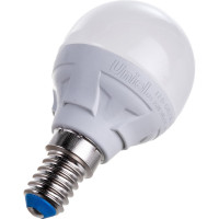 Светодиодная лампа Uniel Форма шар, матовая. Серия ЯРКАЯ LED-G45 7W/WW/E14/FR PLP01WH UL-00002419