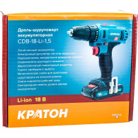 Аккумуляторная дрель-шуруповерт Кратон CDB-18-Li-1,5 3 11 01 060