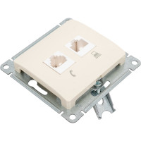 Механизм розетки Systeme Electric телеф.+комп. 2-м RJ11+RJ45 GLOSSA беж. SchE GSL000285