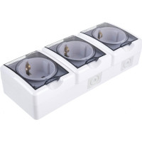 Розетка ЭРА 11-2406-01 3х2P E IP54, шторки, 16A-250В, ОУ, белый Б0020722