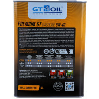 Масло Premium Gasoline, SAE 5W-40, API SN/CF, 4л GT OIL 8809059407226