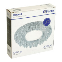 Потолочный светильник FERON 15LED 2835 SMD 4000K, MR16 50W G5.3, прозрачный, CD941 32654