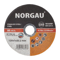 Диск отрезной Inox 125x1x22.2 мм NORGAU 083305125