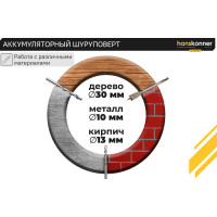 Ударная аккумуляторная дрель Hanskonner HCD1865BLI