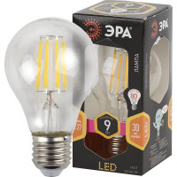 Филаментная лампа ЭРА F-LED A60-9W-827-E27 филамент, груша, 9Вт, тепл, Е27 Б0043433