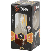 Филаментная лампа ЭРА F-LED A60-9W-827-E27 филамент, груша, 9Вт, тепл, Е27 Б0043433