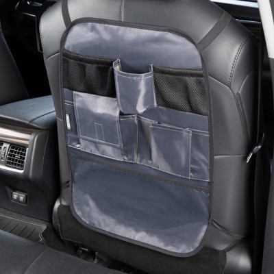 Защита спинки сиденья-органайзер SKYWAY ПВХ 7 карманов серый S06101001