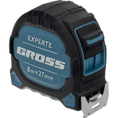 Рулетка GROSS Experte, 8 м x 27 мм, двухкомпонентный корпус, магнит, двухсторонняя разметка, нейлон 32576