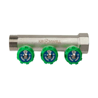 Коллектор KROMWELL с регулируемыми вентилями и переходами на резьбу, 3 выхода EU.ST3078135 3x34x12_k