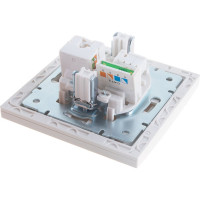 Розетка LEZARD RAIN компьютер+телефон жемчужно-белый металлик 703-3030-143