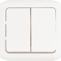 Выключатель Legrand двухклавишный Legrand Quteo IP44 10А 250В винтовые зажимы накладной монтаж белый 782302