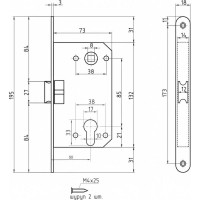 Корпус замка под цилиндр НОРА-М M25-85 мм хром 9627