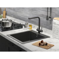 Смеситель для кухни Paulmark SKALEN, черный,  Sk213020-BLM