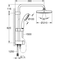 Душевая система с переключателем GROHE New Tempesta 210 26381001