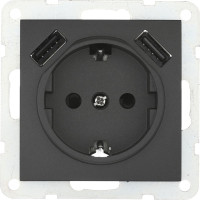 Розетка LK Studio с з/к + 2хUSB разъем, 2А, черный бархат 868008-1
