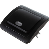 Выключатель Smartbuy 1-клавишный с индикатором 10А черный Марс SBE-02b-10-SW1-1-c