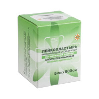 Медицинский фиксирующий лейкопластырь LEIKO в рулоне 5x500 см на нетканой хлопчатобумажной основе в картонной коробке 630258