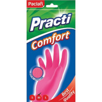 Хозяйственные перчатки PACLAN Practi Comfort латекс, хб напыление, размер M, розовые 407653