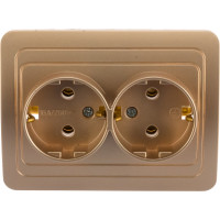 Розетка Smartbuy 2-местная с заземлением 16А шампань, Марс SBE-02c-16-S2-Z-c