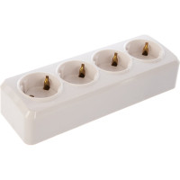 Розетка Smartbuy 4-местная 16А с заземлением белая Юпитер SBE-03w-16-S4-Z