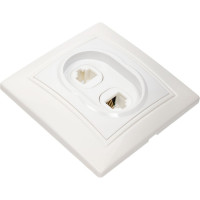 Розетка компьютерная + телефонная Smartbuy RJ45+Phone 1 местная белая Венера SBE-01w-S1-RJPH