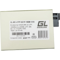 Конвертер UTP GIGALINK 100Мбит/c, WDM, LFP, SM, SC GL-MC-UTPF-SC1F-18SM-1310