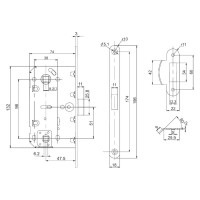 Врезная защелка PUNTO PL96WC-50 SN матовый никель /81628/ 39777