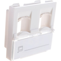 Вставка LANMASTER 45x45 на 2 кейстоуна, со шторкой, маркировкой, белая, LAN-SIP-24L-WH