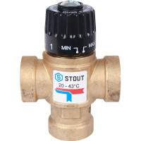 Термостатический смесительный клапан STOUT 3/4 ВР, 20-43°С, KV 1.6 SVM-0110-164320 RG008TIGE7DAPN