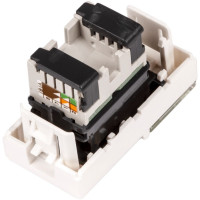 Вставка LANMASTER Mosaic 22.5x45 RJ-45 UTP кат5e со шторкой окном маркировки белая LAN-SIP-22U5E-WH