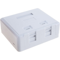 Настенная коробка LANMASTER на 2 кейстоуна, со шторками, белая, LAN-SA2/S-WH